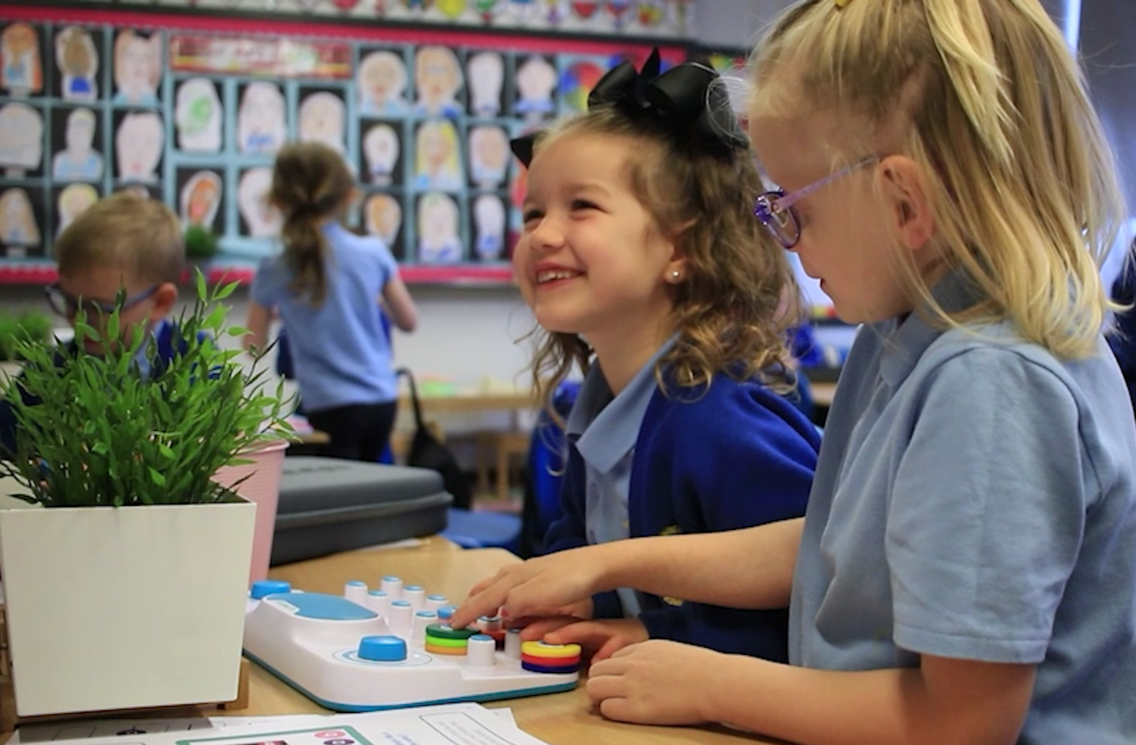 Load video: Video of primary 2 pupils playing the Soundbops and testing out new songs and resources. Teacher interview about how the session went.